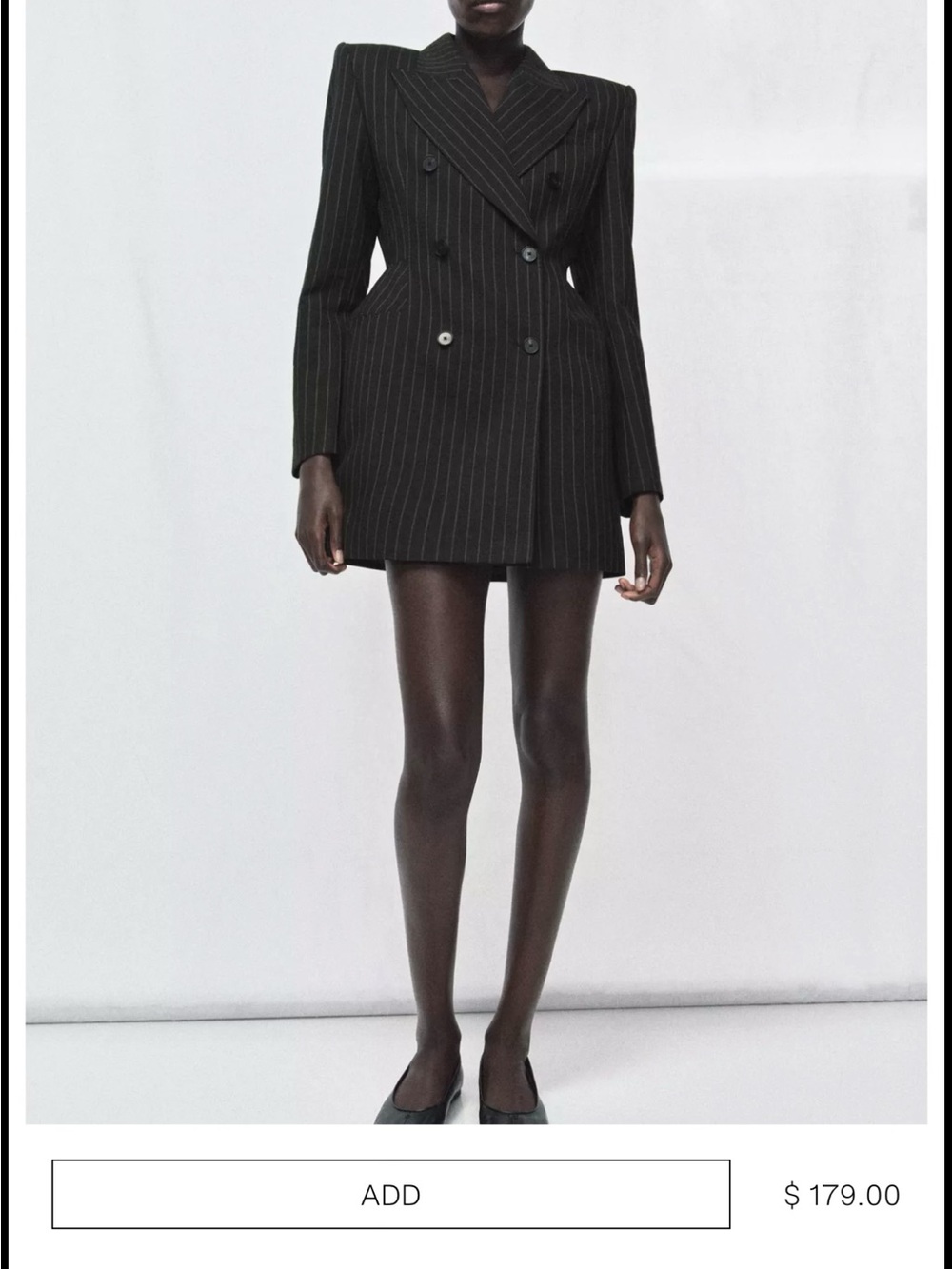 Zara Black Pinstripe Double-Breasted Blazer Dress